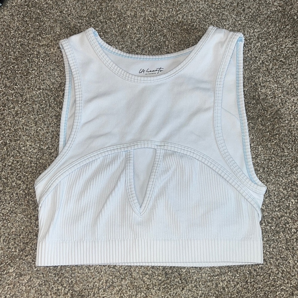 LA Hearts Intimates by Pacsun White/Light Blue XS Tank Top